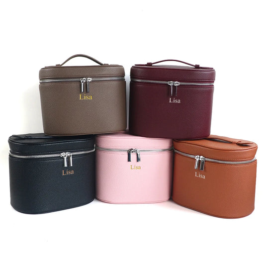 Necessaire Personalizada com Nome em Couro PU e Grande Capacidade