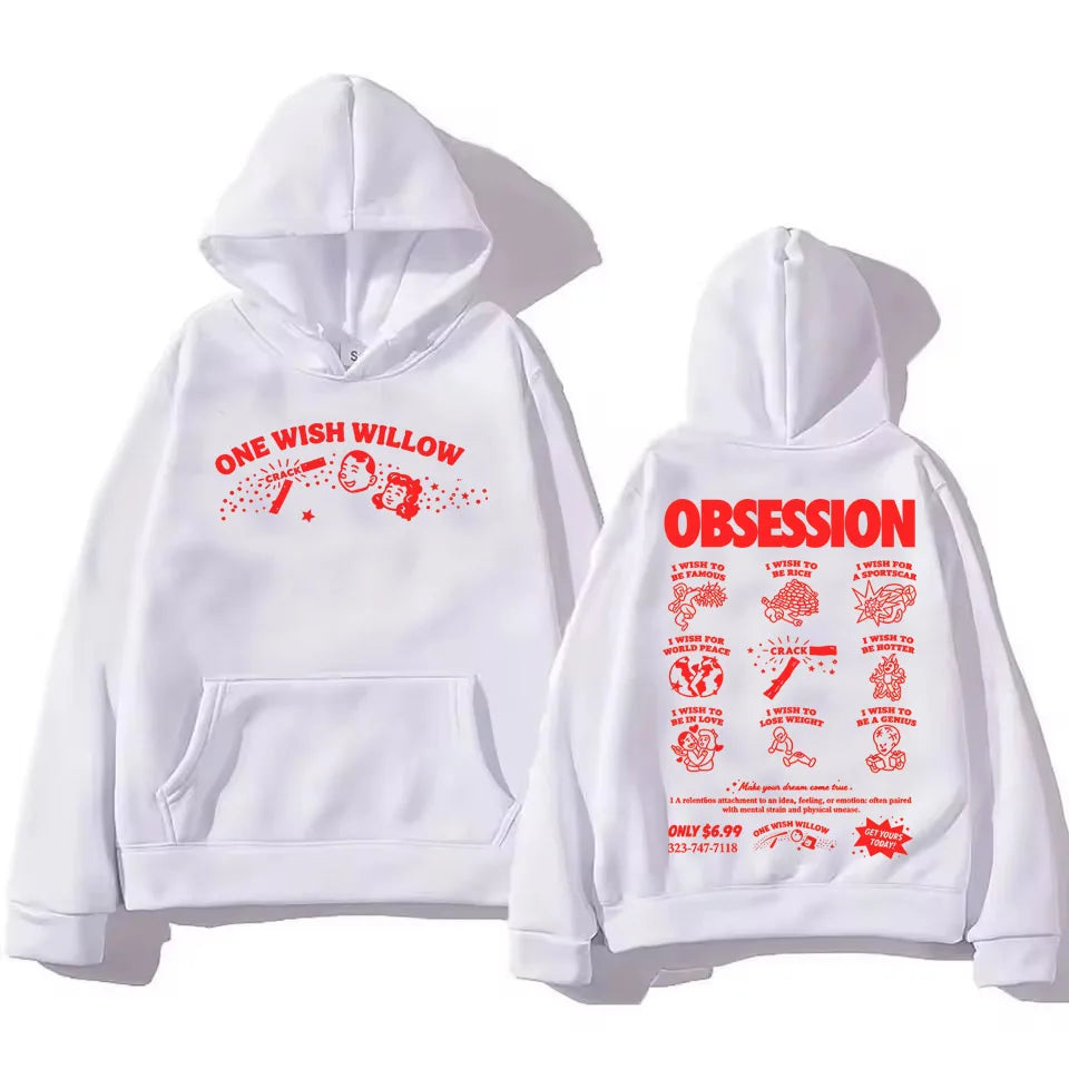Moletom Obsession One Wish Willow – Blusa de Capuz Casual Unissex de Manga Longa, Estilo Y2K Inspirado em Filme para Mulheres e Homens