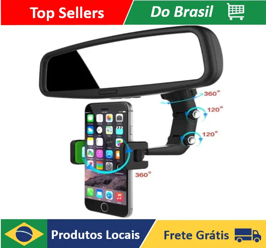 Suporte Multifuncional para Celular no Retrovisor e Painel do Carro
