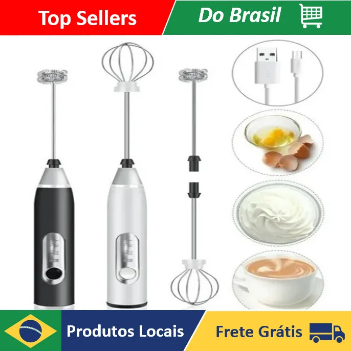 Mini Mixer Elétrico Recarregável USB 3 Velocidades