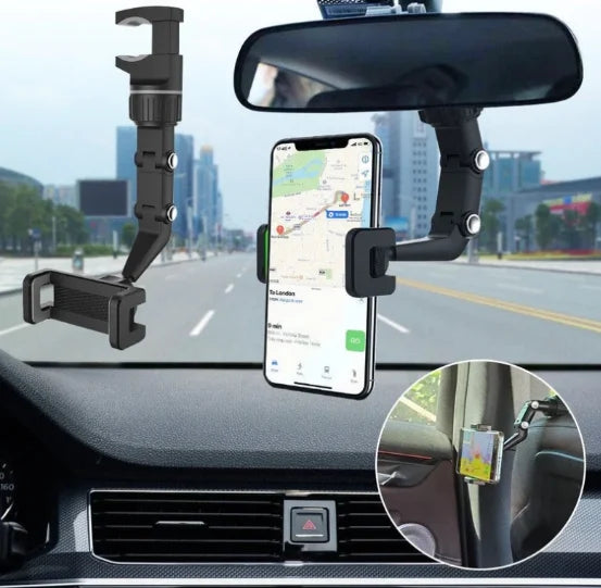 Suporte Multifuncional para Celular no Retrovisor e Painel do Carro