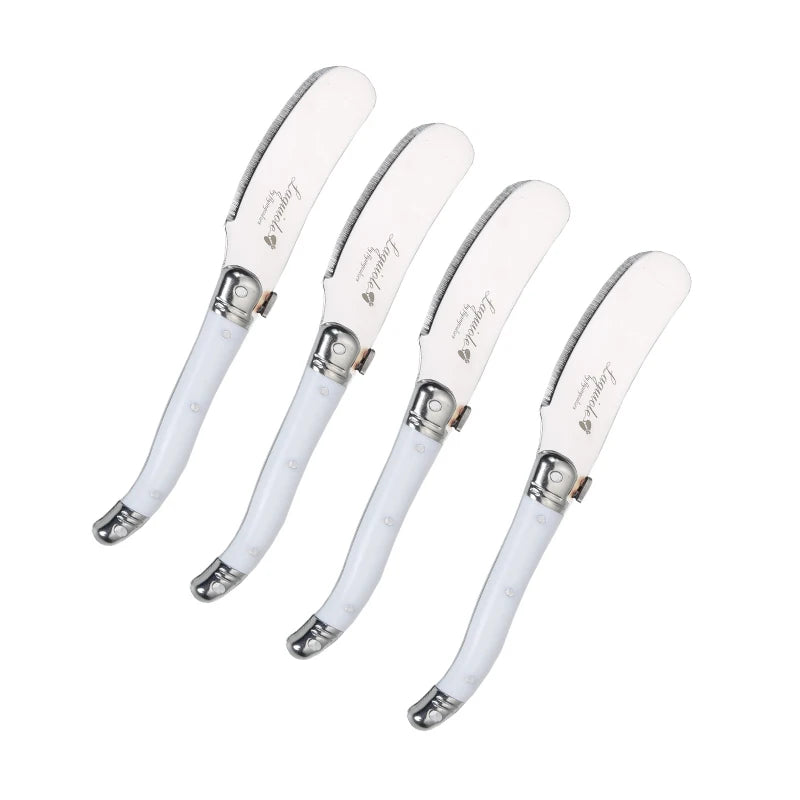 Conjunto com 4 Facas Laguiole para Manteiga e Queijo – Espalhadores em Aço Inoxidável com Cabo Colorido para Restaurante e Casa (6,25")