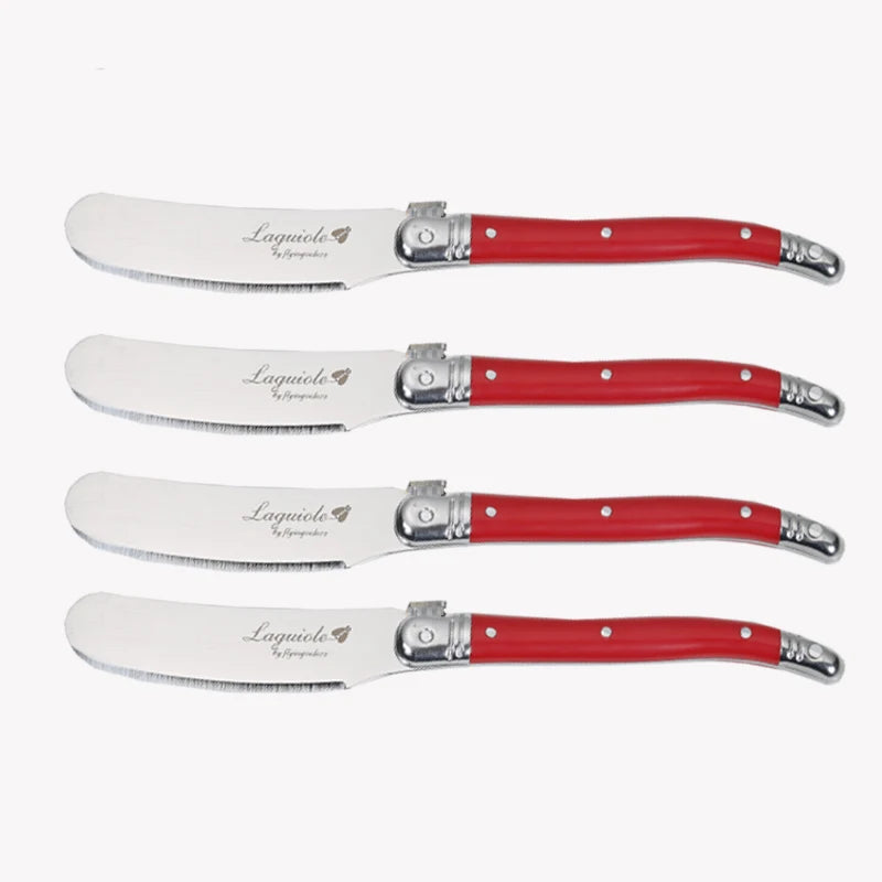 Conjunto com 4 Facas Laguiole para Manteiga e Queijo – Espalhadores em Aço Inoxidável com Cabo Colorido para Restaurante e Casa (6,25")