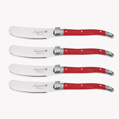 Conjunto com 4 Facas Laguiole para Manteiga e Queijo – Espalhadores em Aço Inoxidável com Cabo Colorido para Restaurante e Casa (6,25")