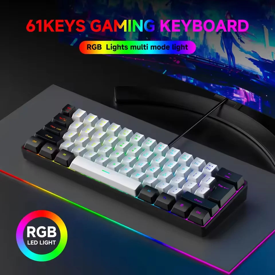 Teclado Mecânico Mini K61 RGB 61 Teclas com Fio