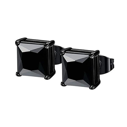 1-2 Pares de Brincos de Pino em Aço Inoxidável 316L Hipoalergênico com Zircônia CZ – Modelo Quadrado e Redondo Unissex (3-8 mm)