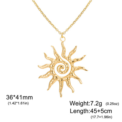 Colar Lucktune Vintage Chic com Pingente de Sol – Colar Espiral Sobrenatural em Aço Inoxidável para Mulheres