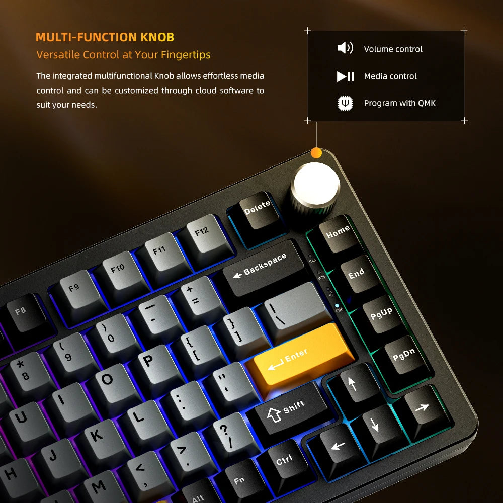 Teclado Mecânico Gamer MACHENIKE K600G RGB 75% Sem Fio
