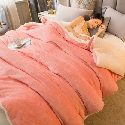 Manta de Lã Quente para Inverno – Cobertor Dupla Face para Cama de Casal, Acampamento e Decoração
