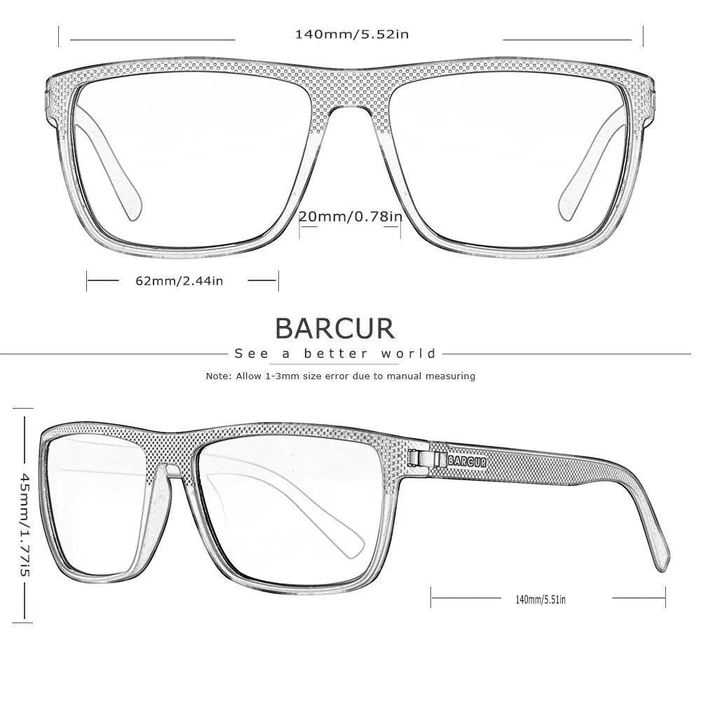 Óculos de Sol BARCUR TR90 – Polarizado Esportivo Leve Unissex com Proteção UV para Ciclismo, Direção e Atividades ao Ar Livre