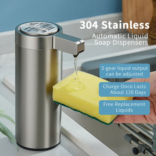 Dispenser Automático de Sabonete com Sensor – 270ml em Aço Inoxidável 304 para Cozinha e Banheiro