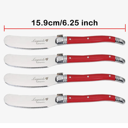 Conjunto com 4 Facas Laguiole para Manteiga e Queijo – Espalhadores em Aço Inoxidável com Cabo Colorido para Restaurante e Casa (6,25")