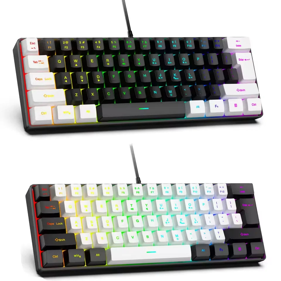 Teclado Mecânico Mini K61 RGB 61 Teclas com Fio
