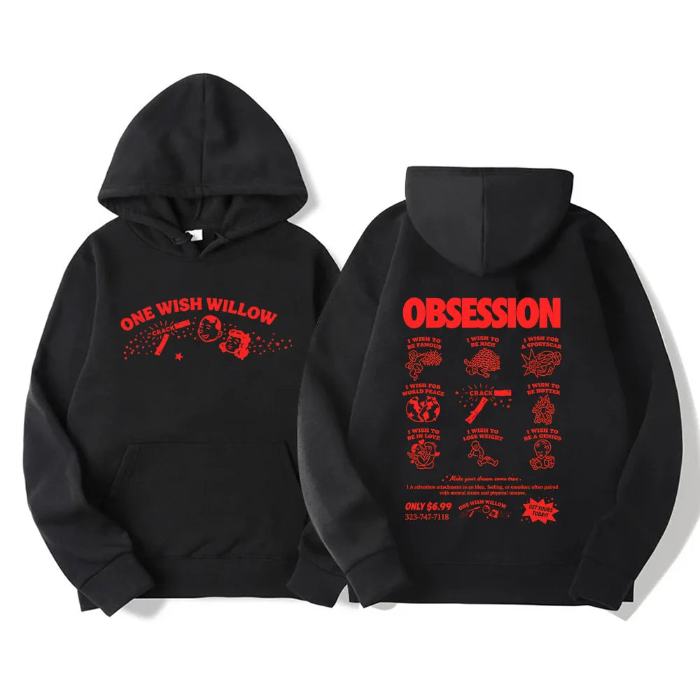 Moletom Obsession One Wish Willow – Blusa de Capuz Casual Unissex de Manga Longa, Estilo Y2K Inspirado em Filme para Mulheres e Homens