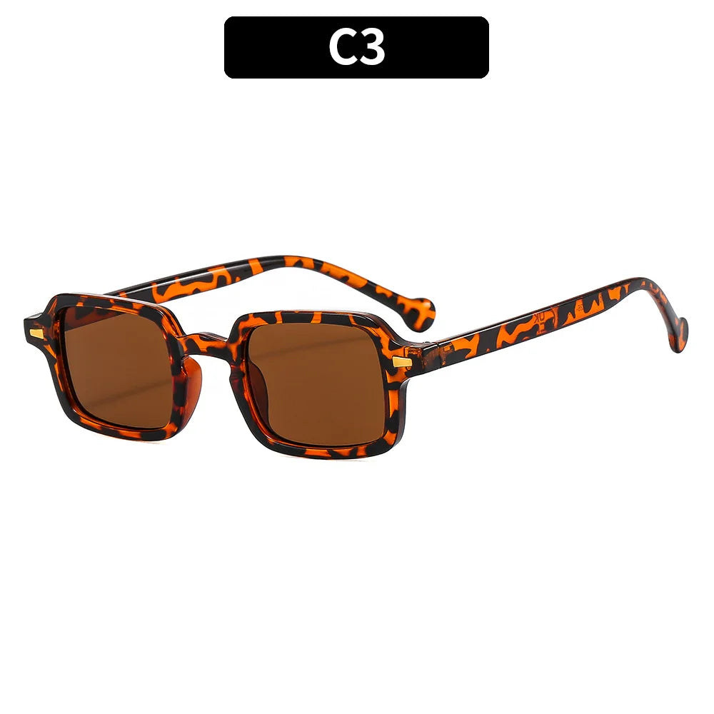 Óculos de Sol Retangular Fashion Luxuoso Unissex Vintage Anti-Reflexo