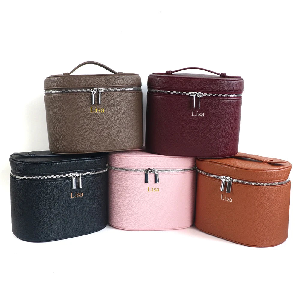 Necessaire Personalizada com Nome em Couro PU e Grande Capacidade
