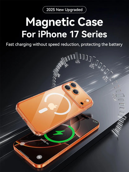 Capa Magnética Transparente Joyroom para iPhone 15/16/17 com Proteção Antiqueda
