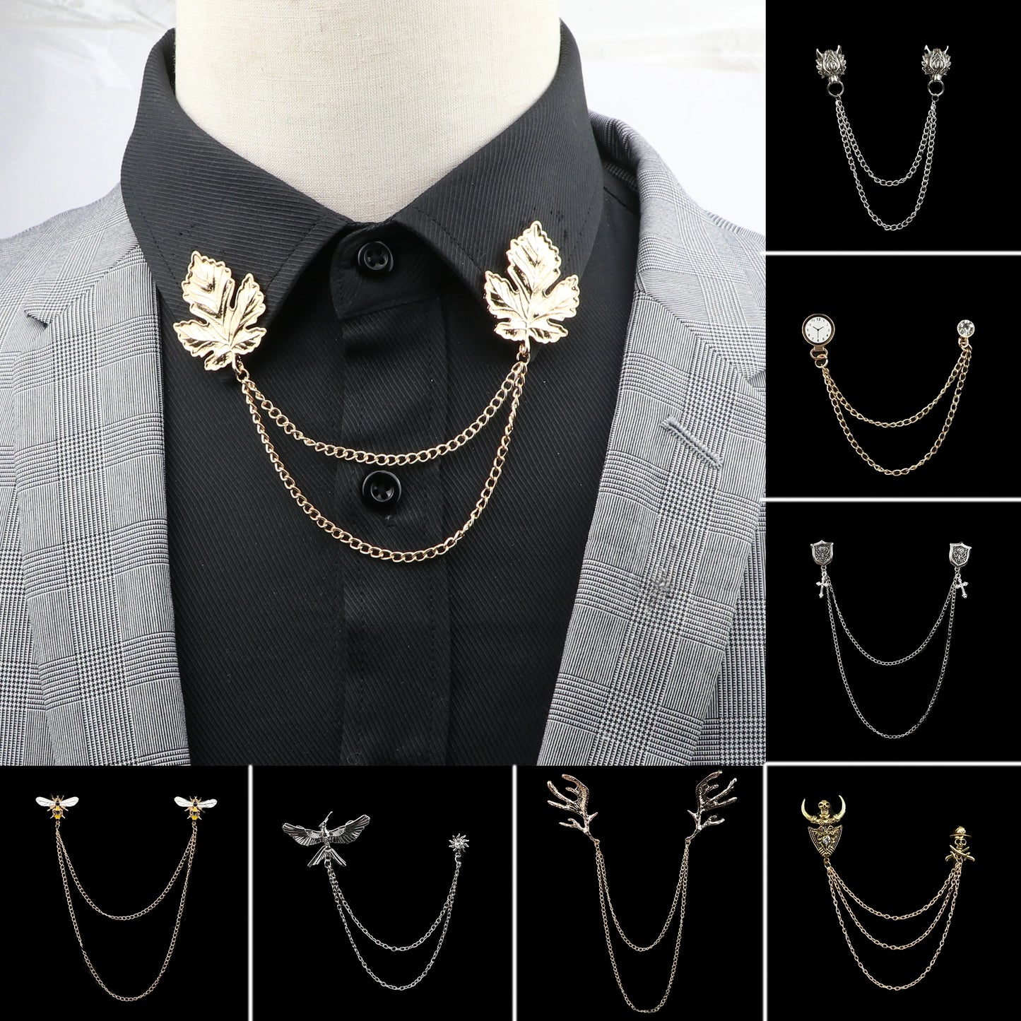 Broche Masculino Fashion com Tassel para Terno, Camisa e Colarinho