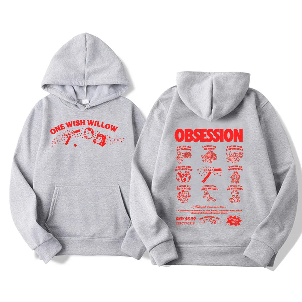 Moletom Obsession One Wish Willow – Blusa de Capuz Casual Unissex de Manga Longa, Estilo Y2K Inspirado em Filme para Mulheres e Homens