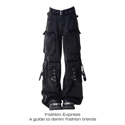 Calça Jeans Feminina Retrô Americana – Modelo Reta e Pantalona de Cintura Casual, Estilo Streetwear Fashion e Moderno