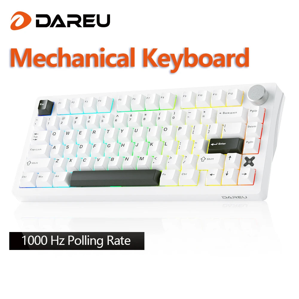 Teclado Mecânico Gamer DAREU RGB 75% com Knob