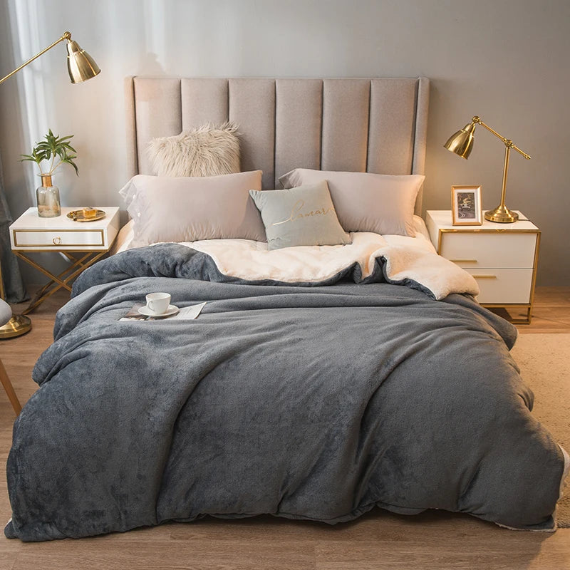 Manta de Lã Quente para Inverno – Cobertor Dupla Face para Cama de Casal, Acampamento e Decoração