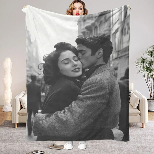 Manta Personalizada com Foto DIY – Cobertor Flanelado Macio e Quente para Presentear Pessoas Especiais