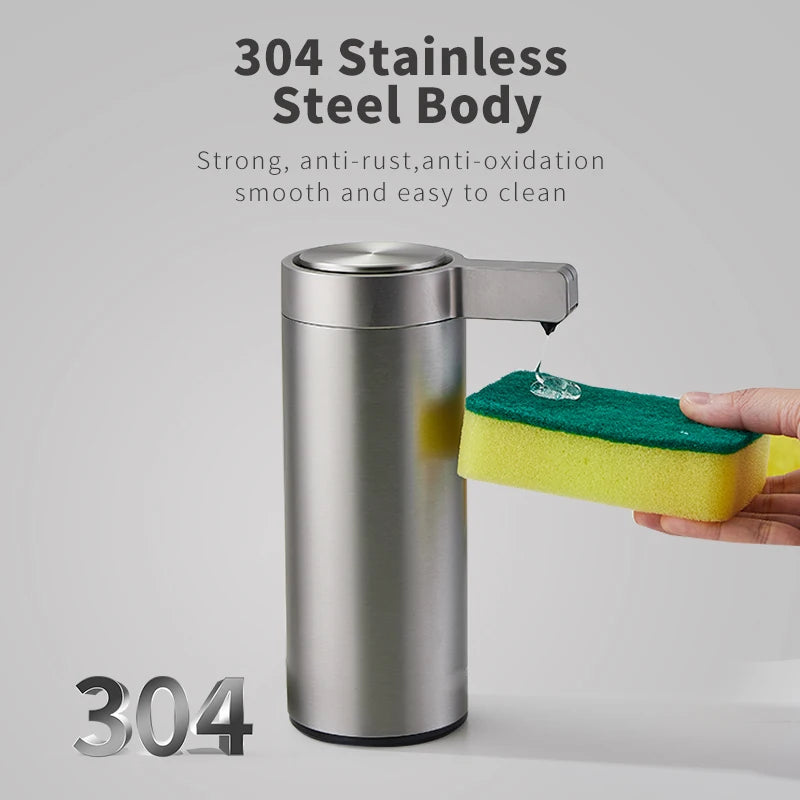 Dispenser Automático de Sabonete com Sensor – 270ml em Aço Inoxidável 304 para Cozinha e Banheiro