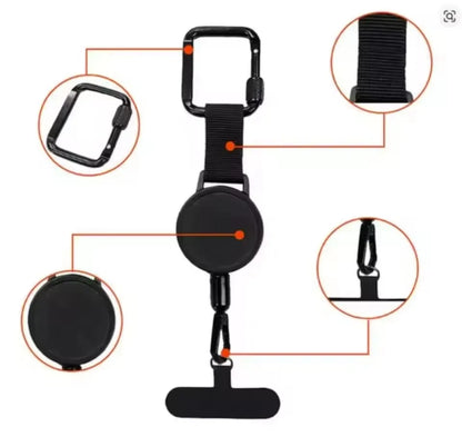 Cordão Retrátil Antifurto para Celular com Mosquetão Anti Queda