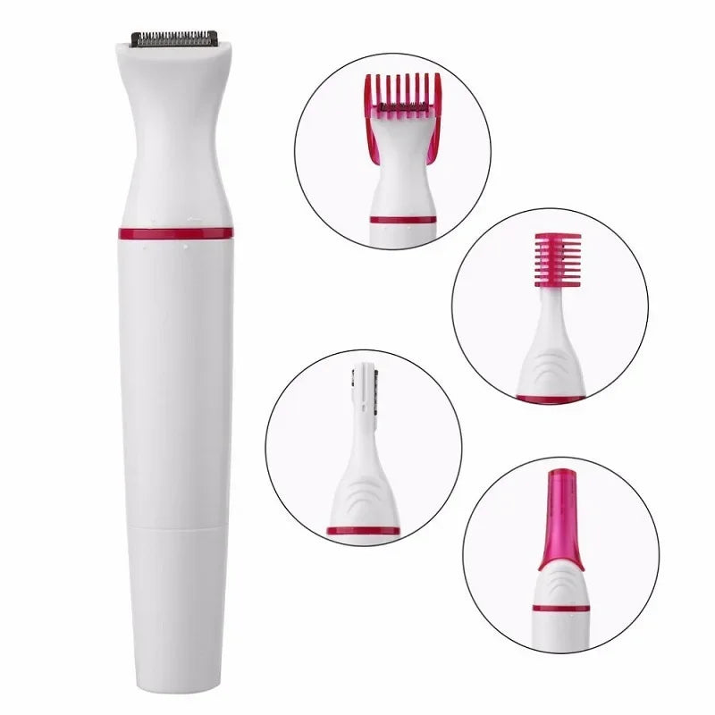 Kit Depilador Feminino 5 em 1 para Rosto, Sobrancelha e Corpo