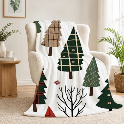 Manta Flanelada de Natal com Estampa de Árvore Natalina – Cobertor Macio e Quente para Sofá e Cama