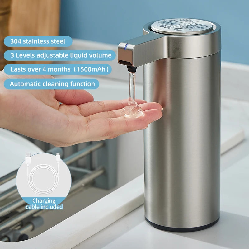 Dispenser Automático de Sabonete com Sensor – 270ml em Aço Inoxidável 304 para Cozinha e Banheiro