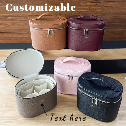 Necessaire Personalizada com Nome em Couro PU e Grande Capacidade