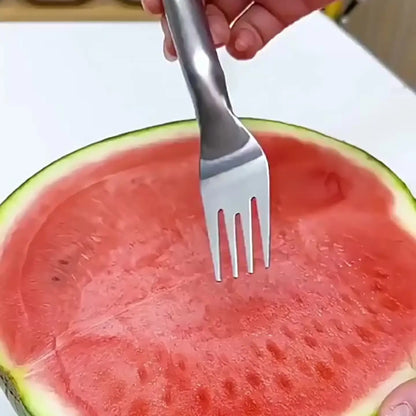 Cortador de Melancia 2 em 1 de Aço Inoxidável com Garfo Duplo