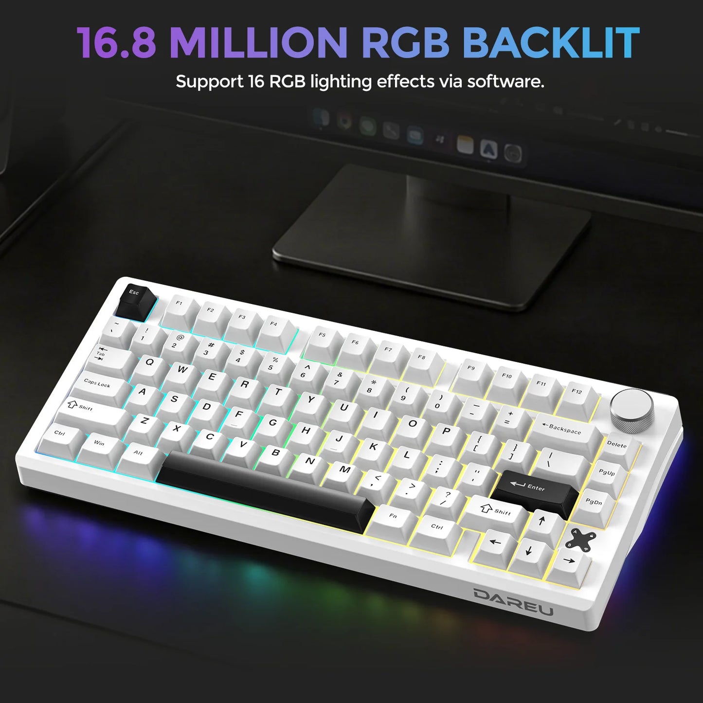 Teclado Mecânico Gamer DAREU RGB 75% com Knob