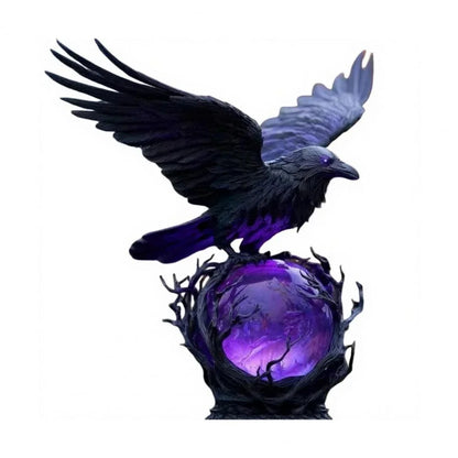 Creative Gothic Raven LED Lamp Sculpture Purple Glow Sphere Mysterious Decor for Dark Art Unique Desk Night Light Ornament
