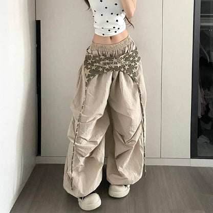 Calça Feminina Cargo Designer – Modelo Leve de Verão com Secagem Rápida, Corte Baggy e Perna Larga Estilo Streetwear para Dança Jazz