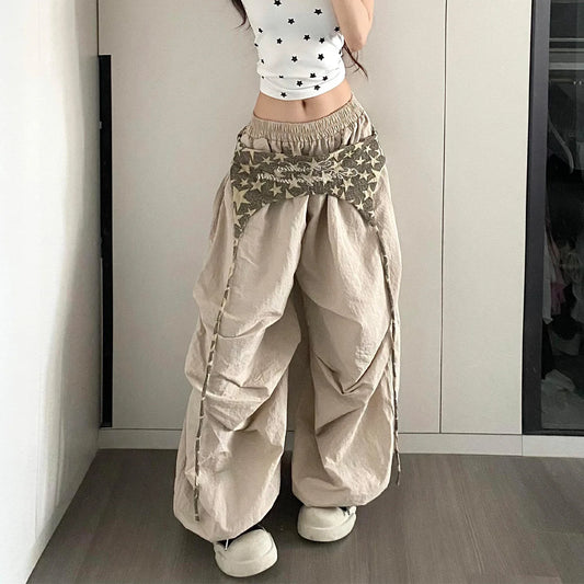 Calça Feminina Cargo Designer – Modelo Leve de Verão com Secagem Rápida, Corte Baggy e Perna Larga Estilo Streetwear para Dança Jazz