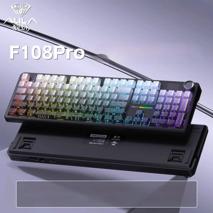 Teclado Mecânico Gamer AULA F108 Pro RGB 104 Teclas