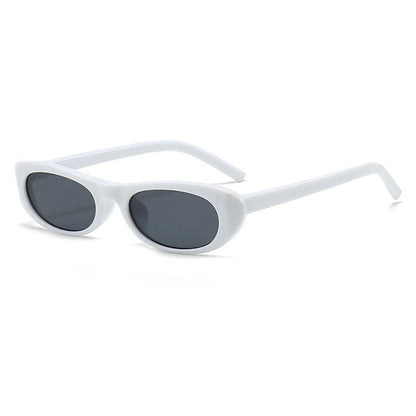 Óculos de Sol Feminino Retrô Oval – Armação Pequena Preta Fashion com Proteção UV400 e Estilo Vintage