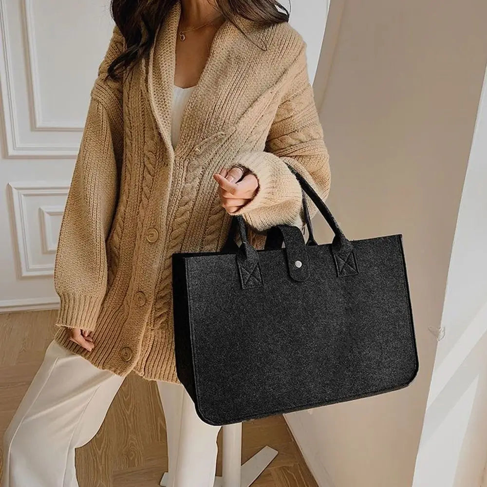 Bolsa Maternidade Feminina Grande Capacidade – Bolsa de Ombro em Feltro com Design Casual e Alça Transversal