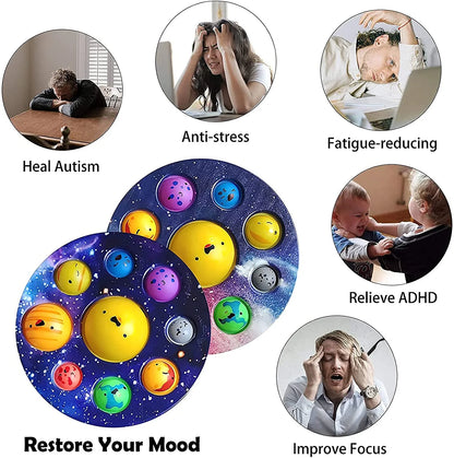 Eight Planet Push Bubble Fidget Toys Adult Stress Relief Squeeze Toy Antistress Popit Soft Squishy Kids Toys Gifts