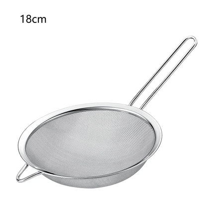 1-4 Peças de Peneira de Malha Fina em Aço Inoxidável – Peneirador de Farinha com Cabo para Confeitaria e Cozinha