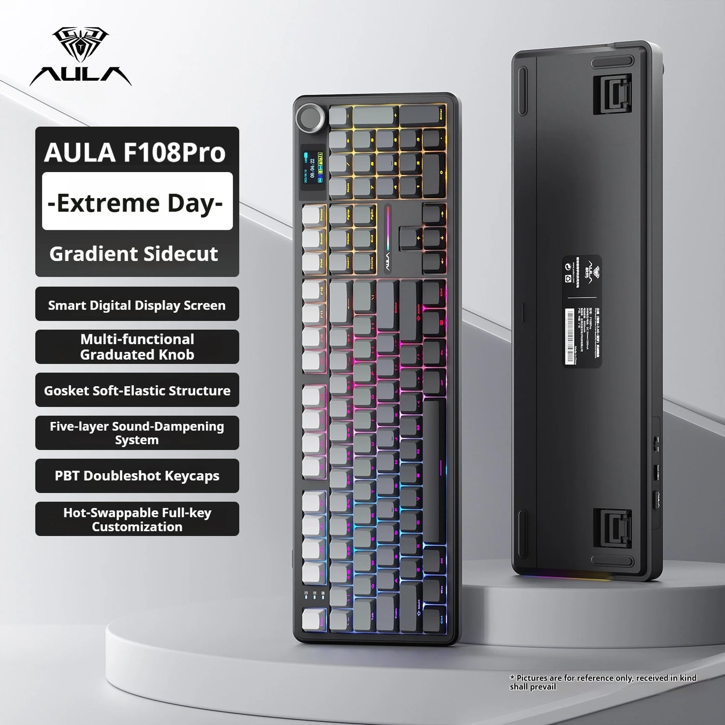 Teclado Mecânico Gamer AULA F108 Pro RGB 104 Teclas