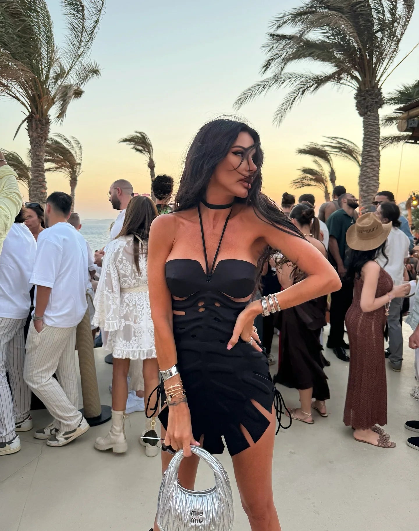2026 New Arrival Chic Black Structured Swimsuit Deep V-Neck Cut-Out Design Perfect for Beach Wear Pool Parties Summer Beachwear