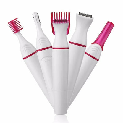 Kit Depilador Feminino 5 em 1 para Rosto, Sobrancelha e Corpo