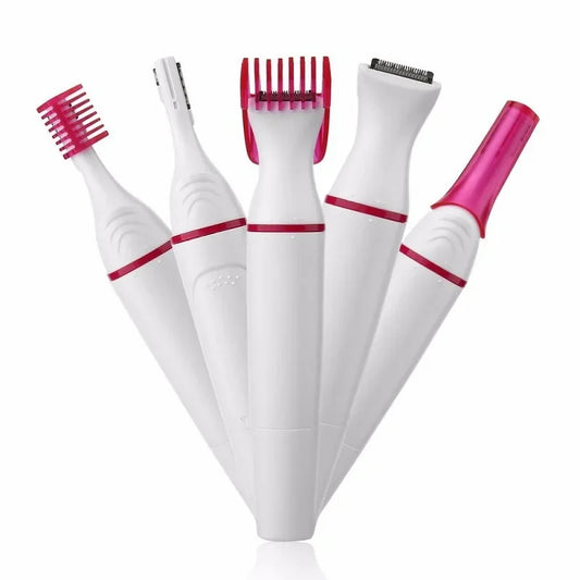 Kit Depilador Feminino 5 em 1 para Rosto, Sobrancelha e Corpo