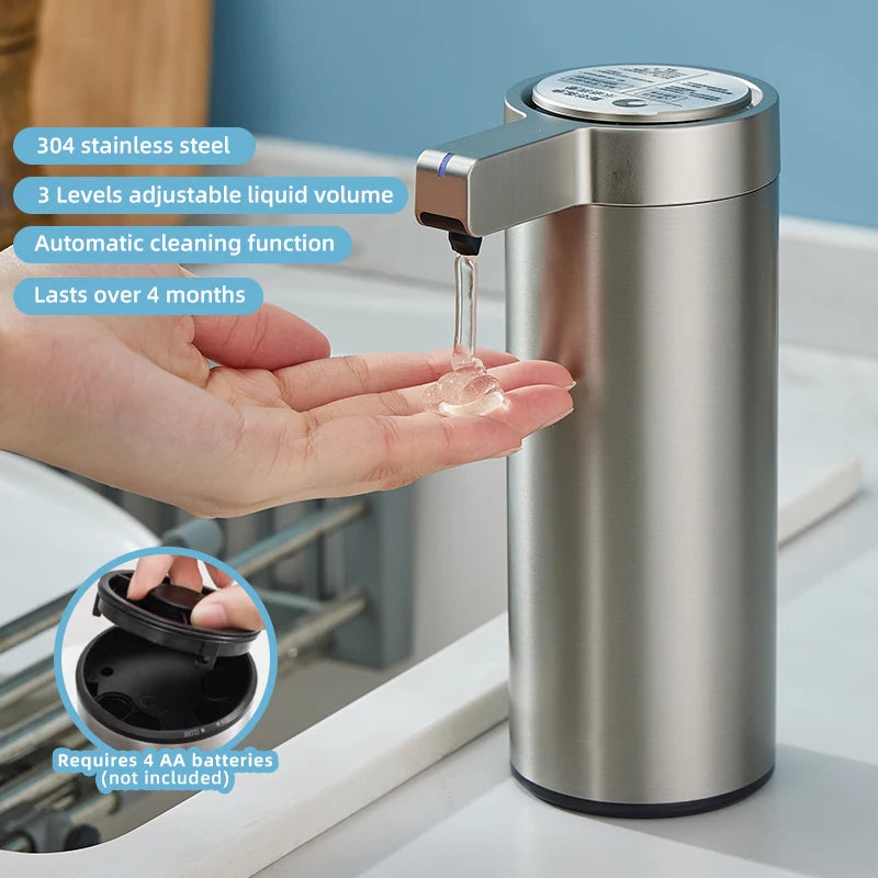 Dispenser Automático de Sabonete com Sensor – 270ml em Aço Inoxidável 304 para Cozinha e Banheiro