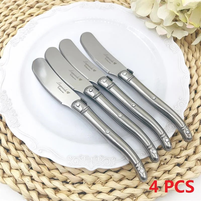 Conjunto com 4 Facas Laguiole para Manteiga e Queijo – Espalhadores em Aço Inoxidável com Cabo Colorido para Restaurante e Casa (6,25")