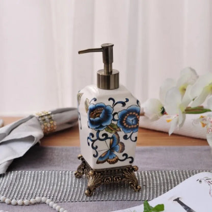 Frasco Cerâmico Chinês Vintage para Loção, Shampoo e Sabonete Líquido – Dispenser Decorativo para Banheiro